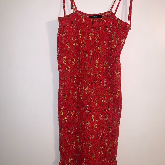 Ruched red/floral dress - Picture 1 of 2